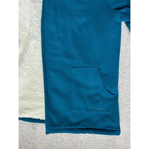 L.L.Bean Small Petite Teal Sherpa Lined Open Cardigan Style 515087 - Picture 11 of 15